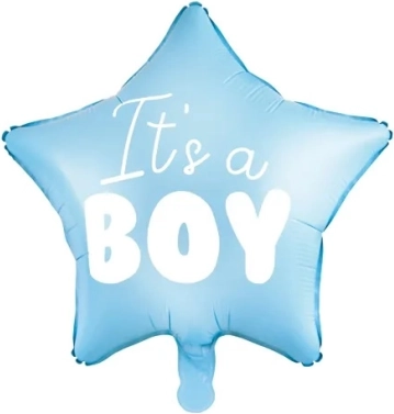 Folieballon stjerne "It's a boy" blå 48 cm