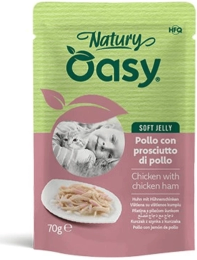 Oasy Soft Jelly kylling med skinke til katte 70 g