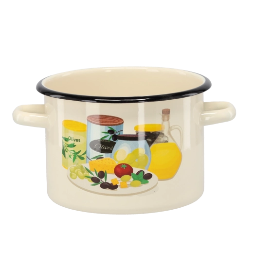 Emaljeret gryde med olivenmotiv, 3 l, 18 cm