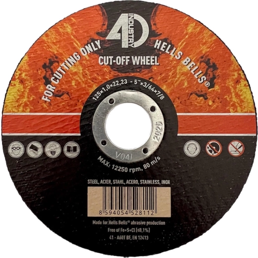 Skæreskive til stål og rustfrit stål 125 × 1,0 × 22,2 mm