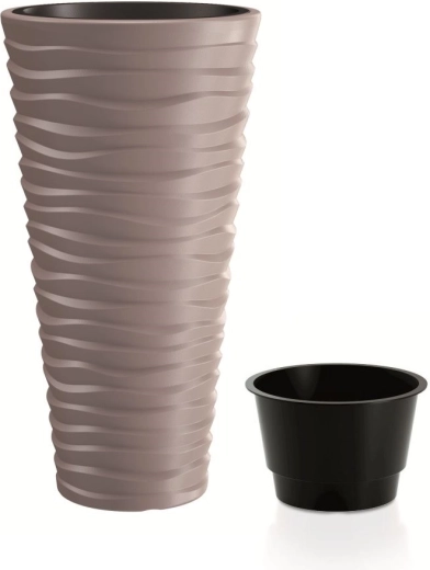 Blomsterkrukke Prosperplast Sand Slim 37 l mocca med indsats