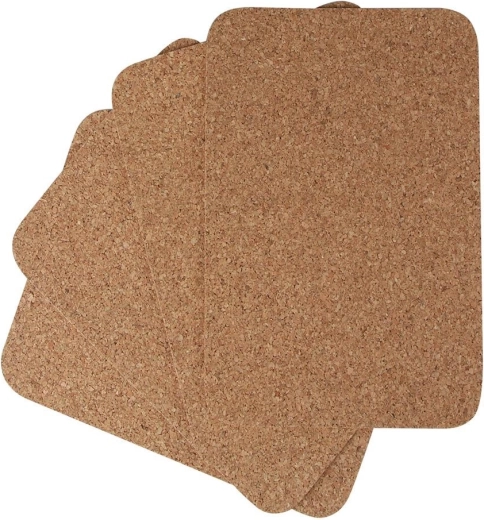 Sæt med 4 rektangulære bordunderlag i kork 40 × 30 cm