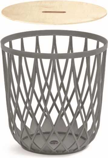 Universal kurv med trælåg 39 cm – stengrå
