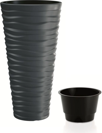 Blomsterkrukke Prosperplast Sand Slim antracit 37 l