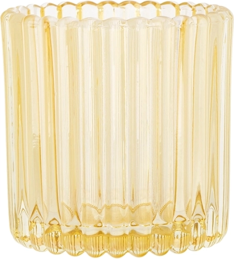 Glaslysestage gul 8,5 × 8,5 × 9 cm