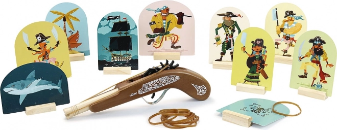 Vilac træpiratpistol med elastikker og mål