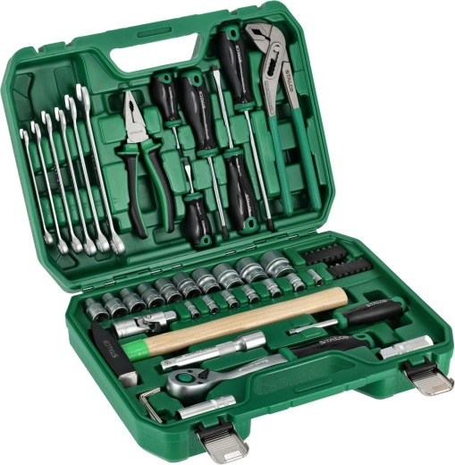 Værktøjssæt 55 dele 1/4" og 1/2" i kuffert Stalco