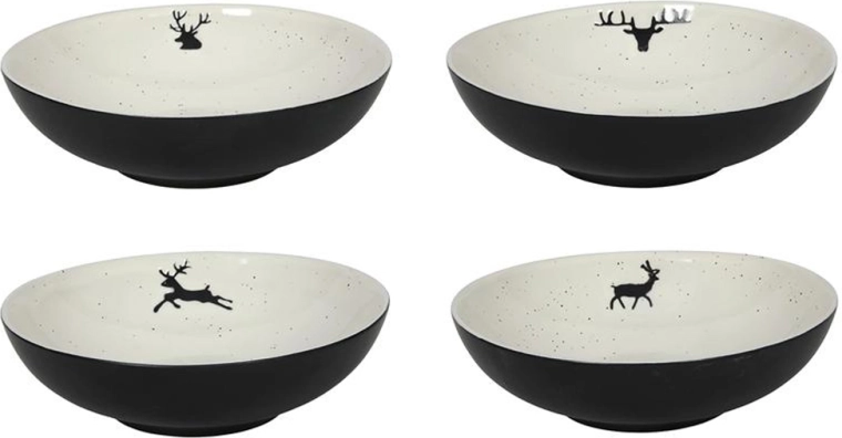 Skål med rensdyrmotiv 18 cm, sort
