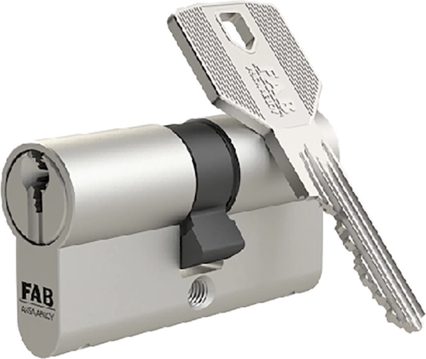 Sikkerhedscylinder FAB klasse 4, 30/35 mm, nikkel, 5 nøgler