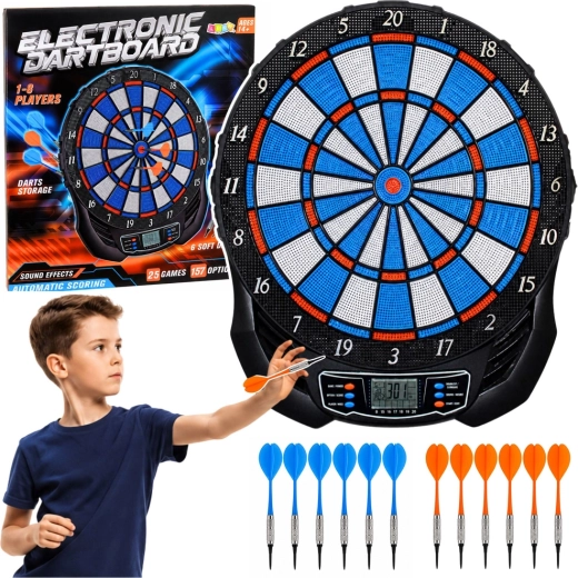 Elektronisk dartskive med LCD, 25 spil og 176 varianter