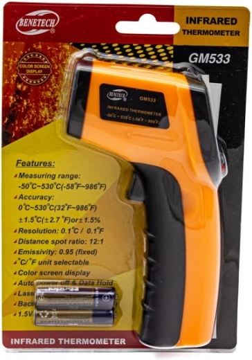Berøringsfrit laserpyrometer Benetech -50 til 530 °C