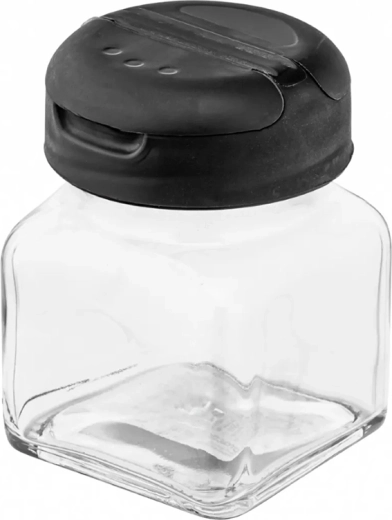 Glaskrukke til krydderier med vippelåg 150 ml sort