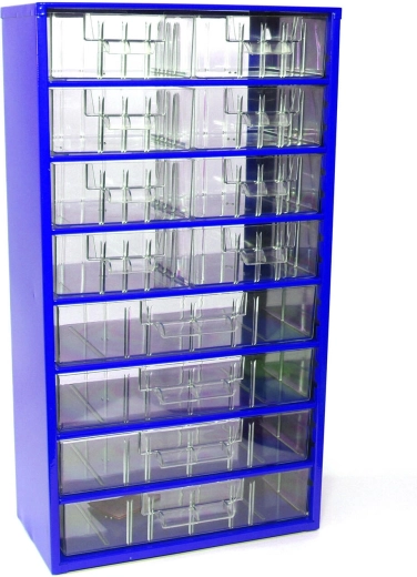 Metalskuffeskab TOKOZ, 8 mellemstore og 4 store skuffer, 30,5 × 55 × 15,5 cm