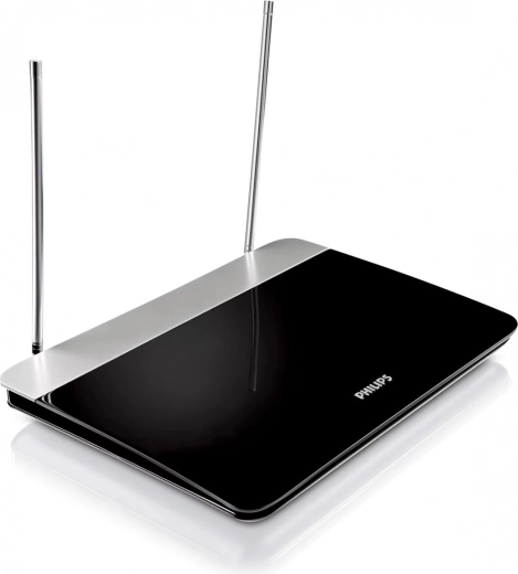 Indendørs TV-antenne med justerbar forstærkning og 4G-filter