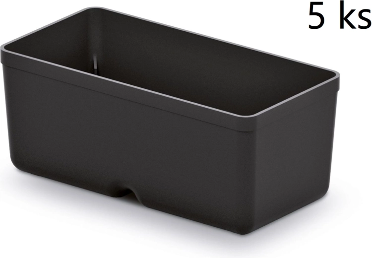 Sæt med 5 plastbokse til værktøj Unite Box, sort, 110 × 55 × 132 mm
