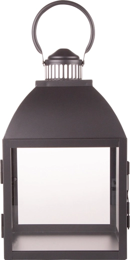Sort metal-lanterne med glas 21 × 21 × 35 cm