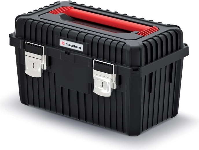 Værktøjskasse HEAVY med metal­låg, 585 × 360 × 337 mm, sort