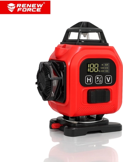 Laserkryds-nivelleringsinstrument RENEW FORCE 4D 360° med 16 linjer, grøn stråle - 1 stk.