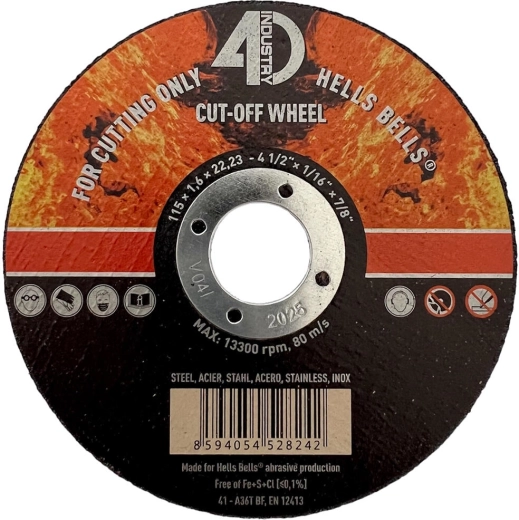 Skæreskive til stål og rustfrit stål 115 × 1,6 × 22,2 mm