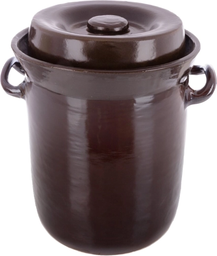 Keramisk syltekrukke (surkålskrukke) 15 l med låg