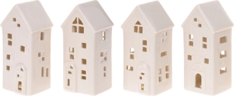 Porcelænshus med LED-belysning 16 cm, mix varianter