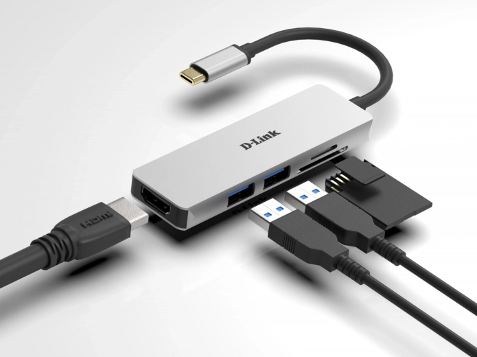D-Link USB-C-hub med HDMI og SD-/microSD-kortlæser