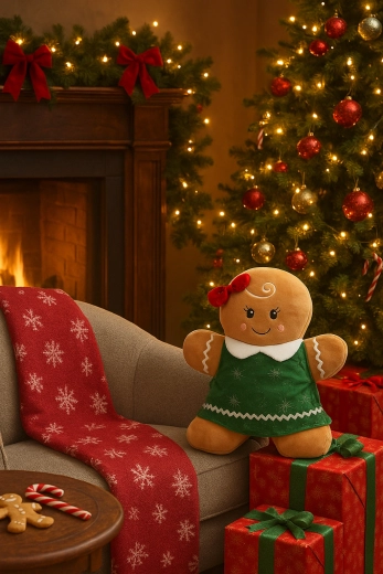 Juledekorationsfigur af honningkage dreng/pige 49 cm