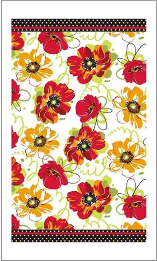 Køkkenhåndklæde Toro med røde blomster 38 × 63 cm