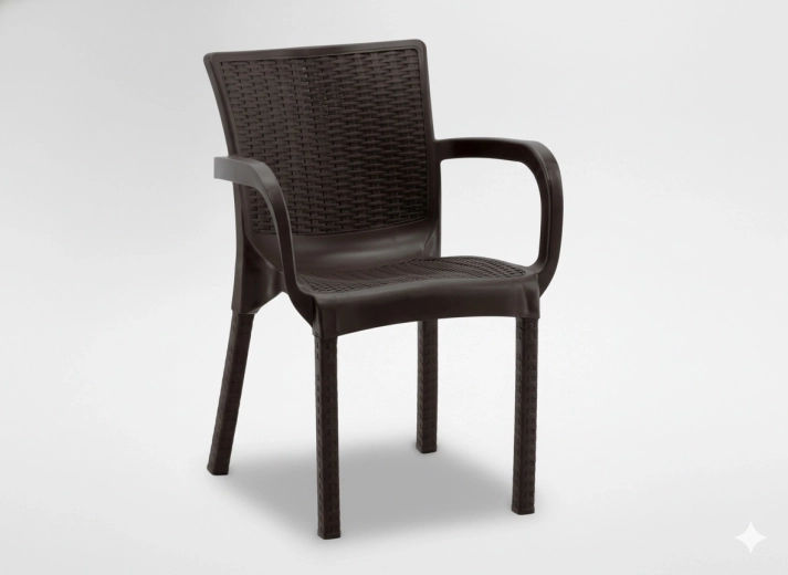 Havestol i rattan-look, brun, 60 × 60 × 82 cm