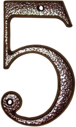 Husnummer 5 brun, zink, 117 mm