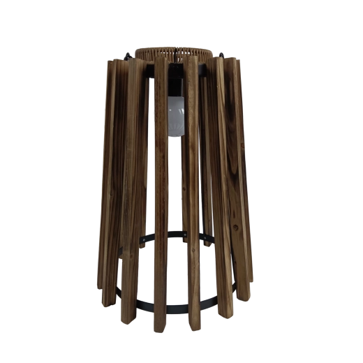 Solcellelampe i træ med LED, 47 cm