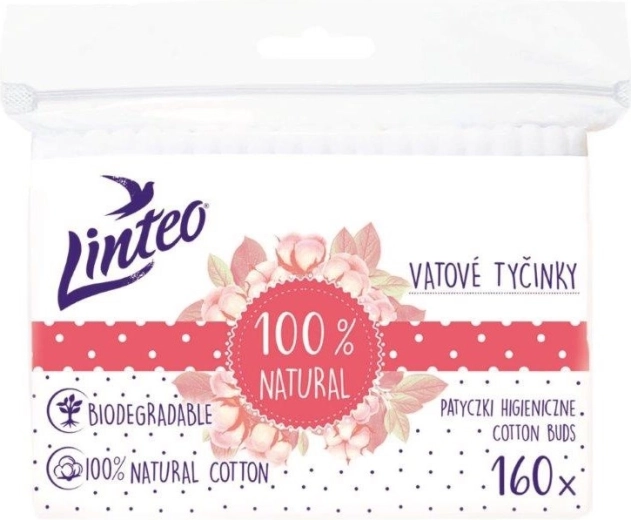 Linteo papirvatpinde 100% natural 160 stk.