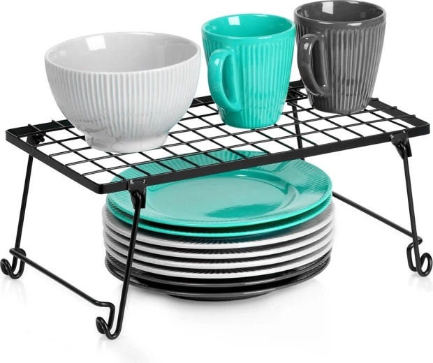 Køkkenhylde i metal, sort 36 × 22 × 15 cm