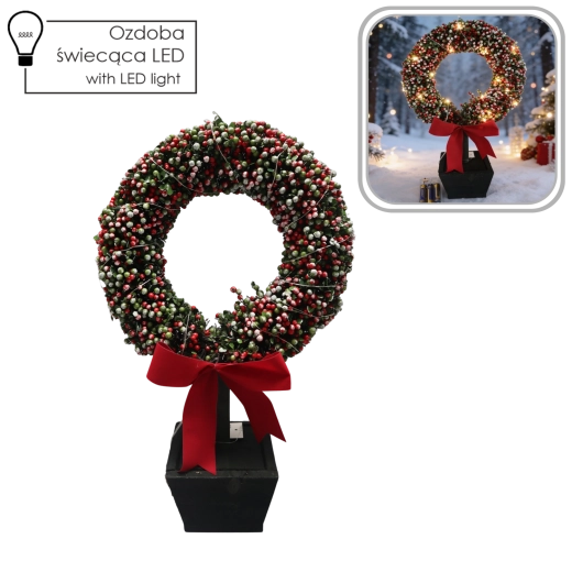 Juledekoration – LED-krans i urtepotte 47 cm
