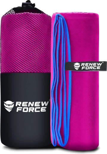 RENEW FORCE hurtigttørrende mikrofiberhåndklæde XXL pink 177 × 95 cm