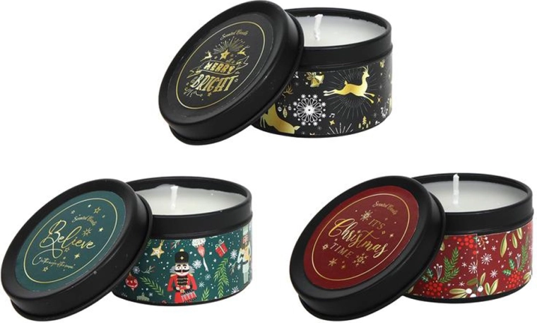 Duftlys i metaldåse 6,5 × 4 cm, mix af dufte