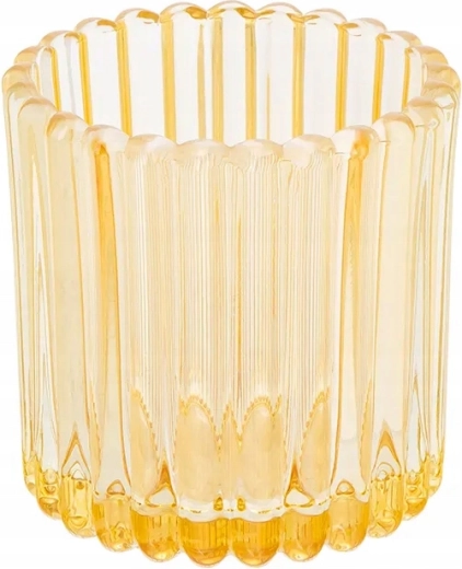 Glaslysholder gul 7,5 × 7,5 × 7,5 cm