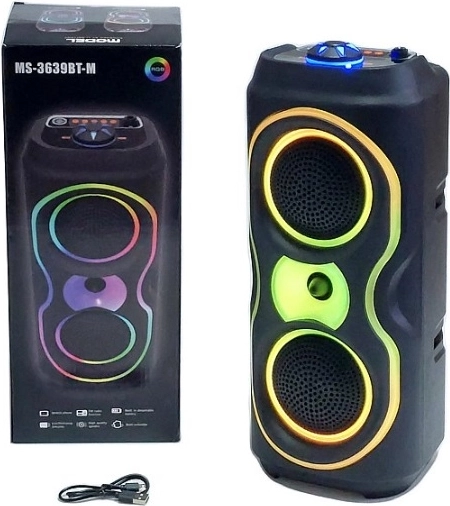 Bærbar Bluetooth-højttaler med RGB-belysning, USB og FM-radio