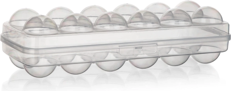Plastbeholder til æg med låg og lås, 12 stk., 27 cm