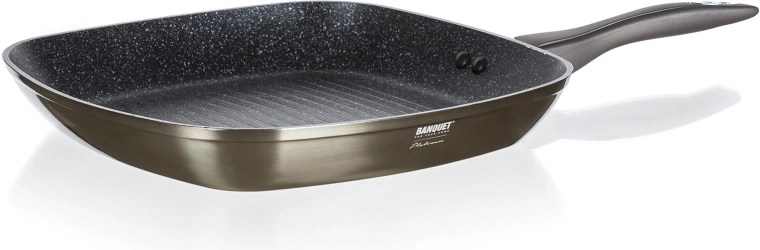 Steak/grillpande 28 × 28 cm METALLIC PLATINUM med nonstick-belægning