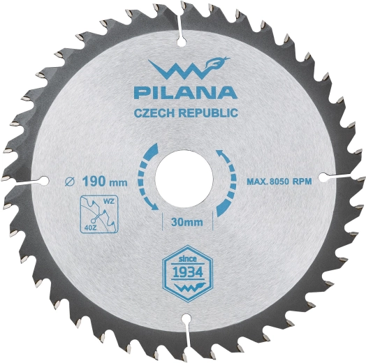 Rundsavklinge PILANA 190 mm, 40 tænder, karbid