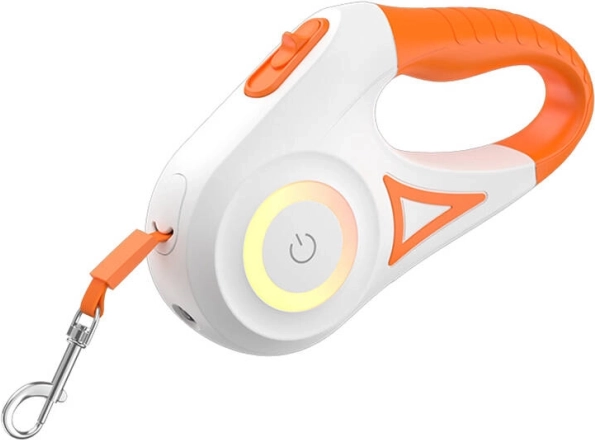Automatisk LED hundesnor ROJECO 5 m (orange og hvid)