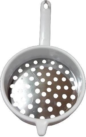 Nokkesigte i rustfrit stål 18 cm med plasthåndtag