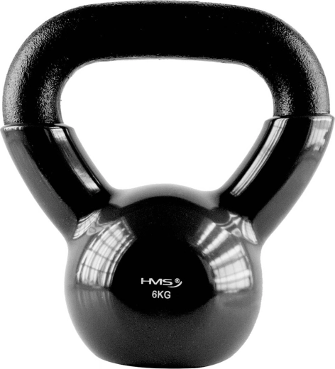 Kettlebell HMS 6 kg med vinylbelægning, sort