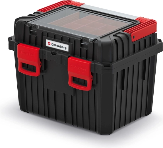 Værktøjskasse Heavy med metalhåndtag, sort