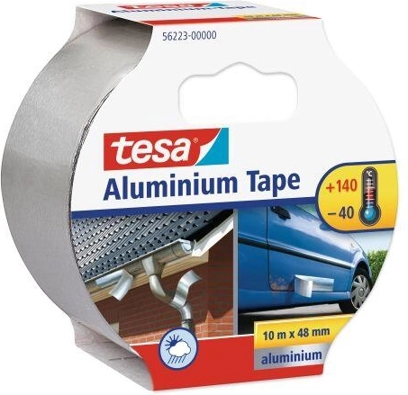 Aluminium klæbebånd Tesa 50 mm × 10 m, sølvfarvet