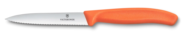 Victorinox skrællekniv til frugt og grøntsager 10 cm, takket, spids, orange