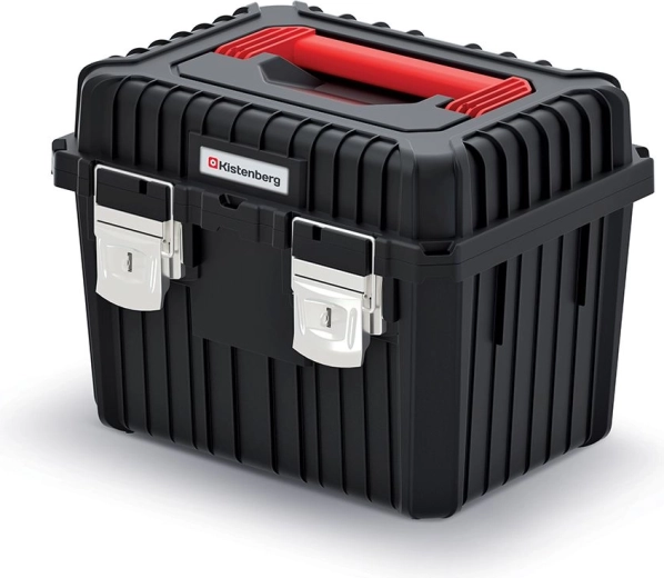 Kistenberg Heavy værktøjskasse med metal­lås, 445 × 360 × 337 mm, sort