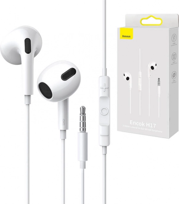 kablede hovedtelefoner BASEUS Encok H17 med mikrofon (hvid)