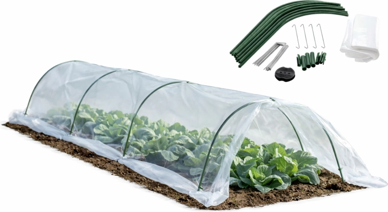 Mini drivhus-tunnel 1,8 × 6 m med folie